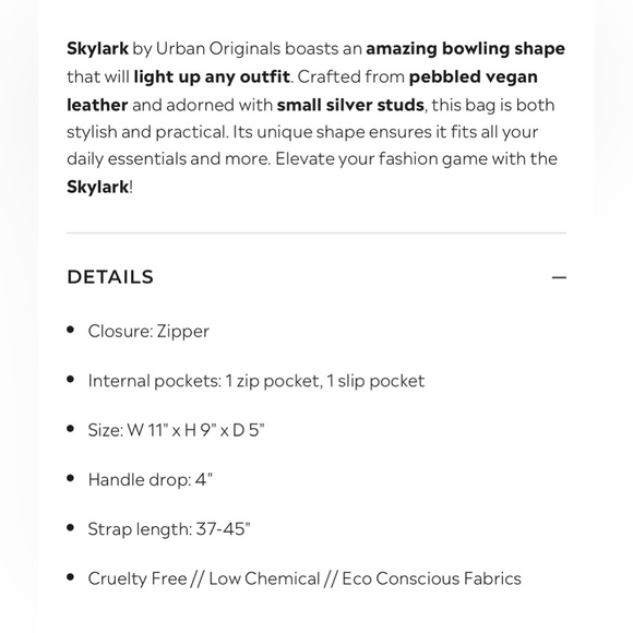 Urban Outfitters Originals NWT Skylark Vegan Black Handbag - Picture 6 of 14